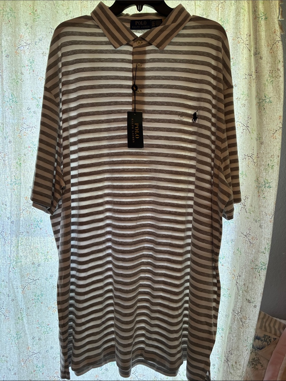 NWT Polo by Ralph Lauren Men’s Gray & White Striped Polo 3XLT